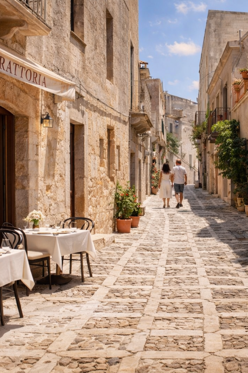 stradina-mediterranea-con-trattoria-e-coppia